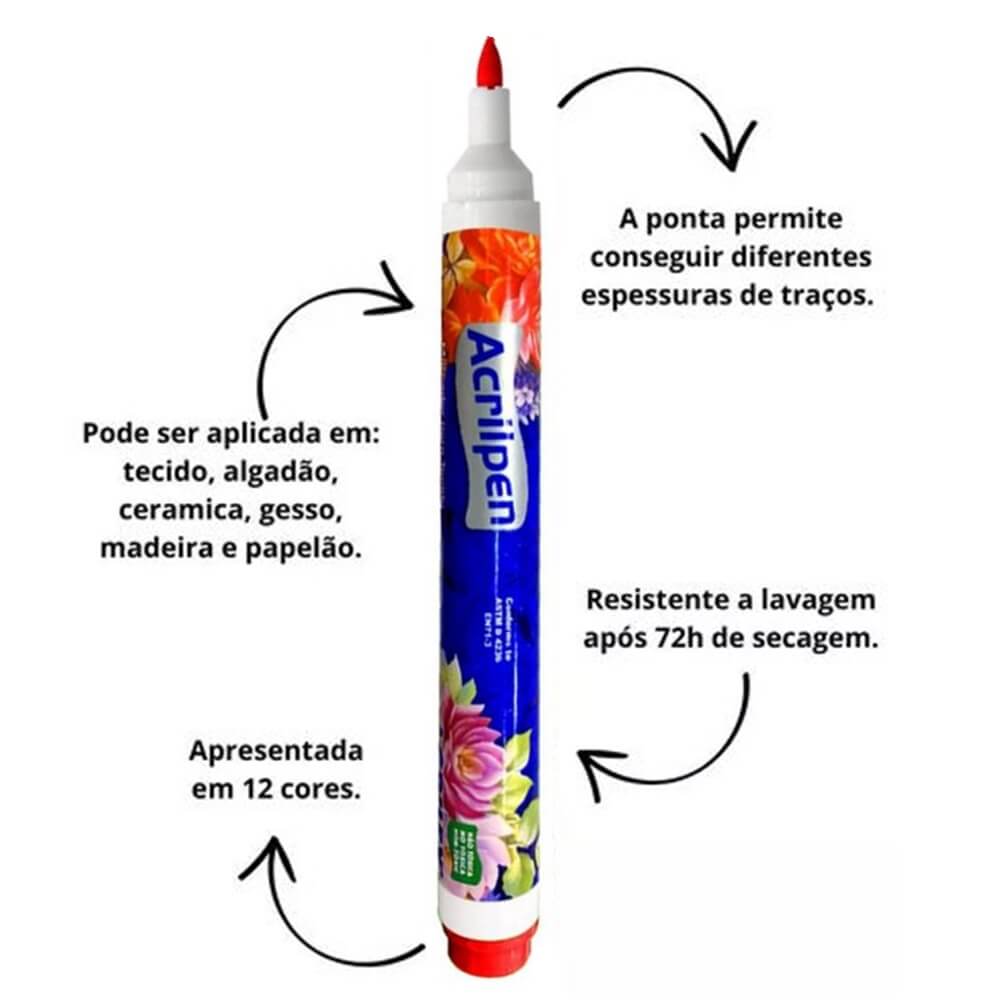 Caneta para Tecido Acrilpen - Acrilex
