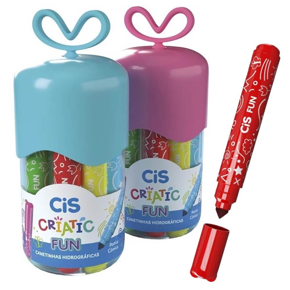 Canetinha Hidrografica Criatic Fun Big com 12 Cores - Cis