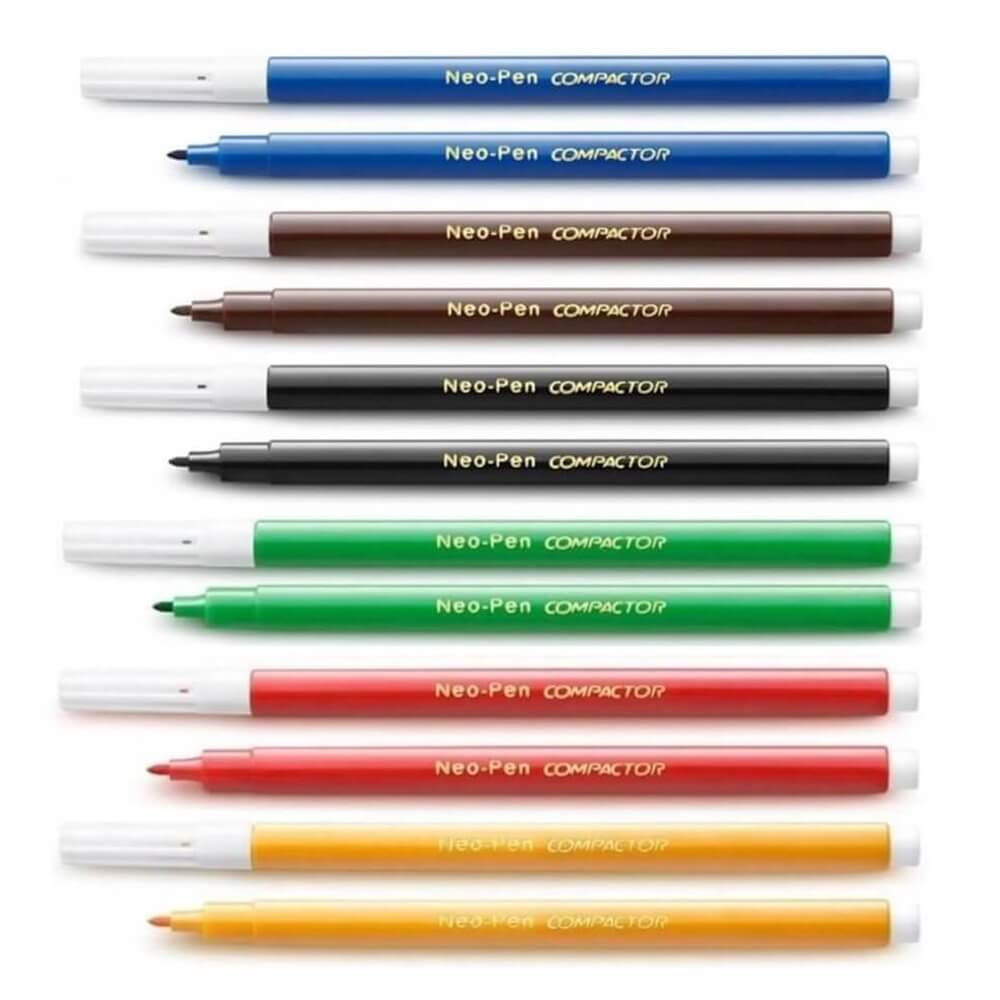 Canetinha Hidrografica Neo Pen Gigante Fina com 6 Cores - Compactor