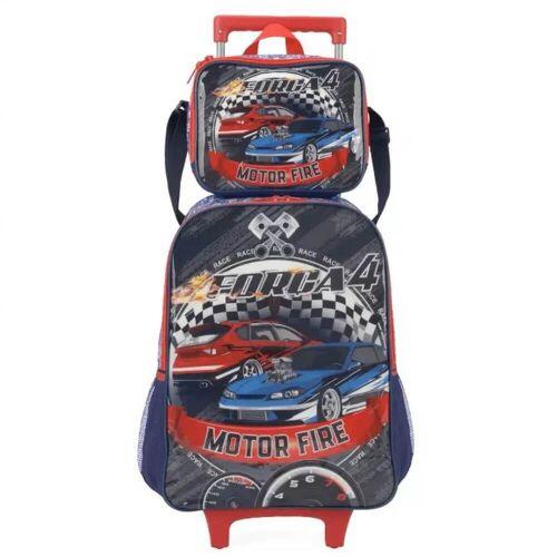 Kit Mochila de Rodinhas + Lancheira Forca 4 AZUL - Luxcel - R$314,00