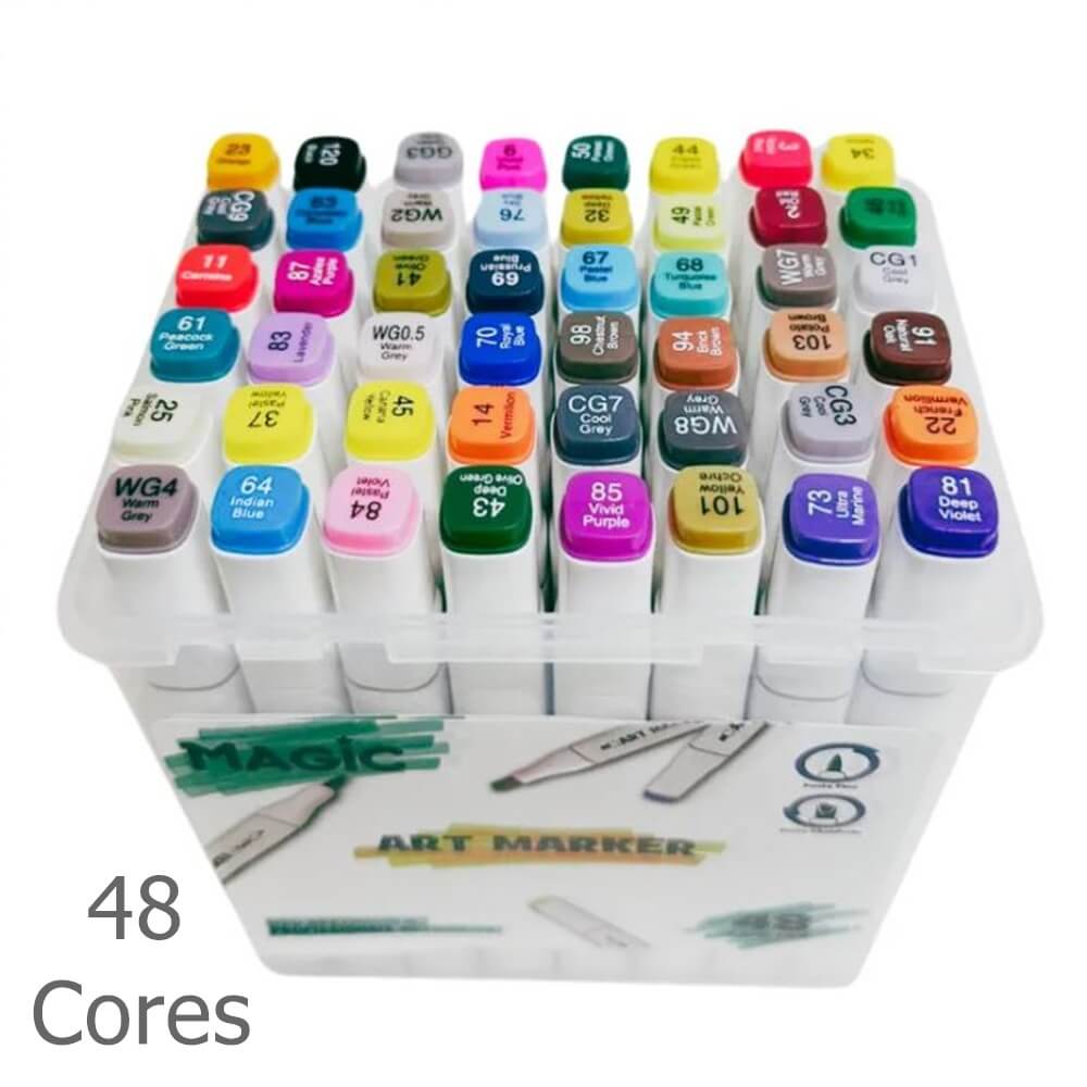 Kit Canetinhas Art Marker Ponta Dupla 48 Cores - Magic Kids