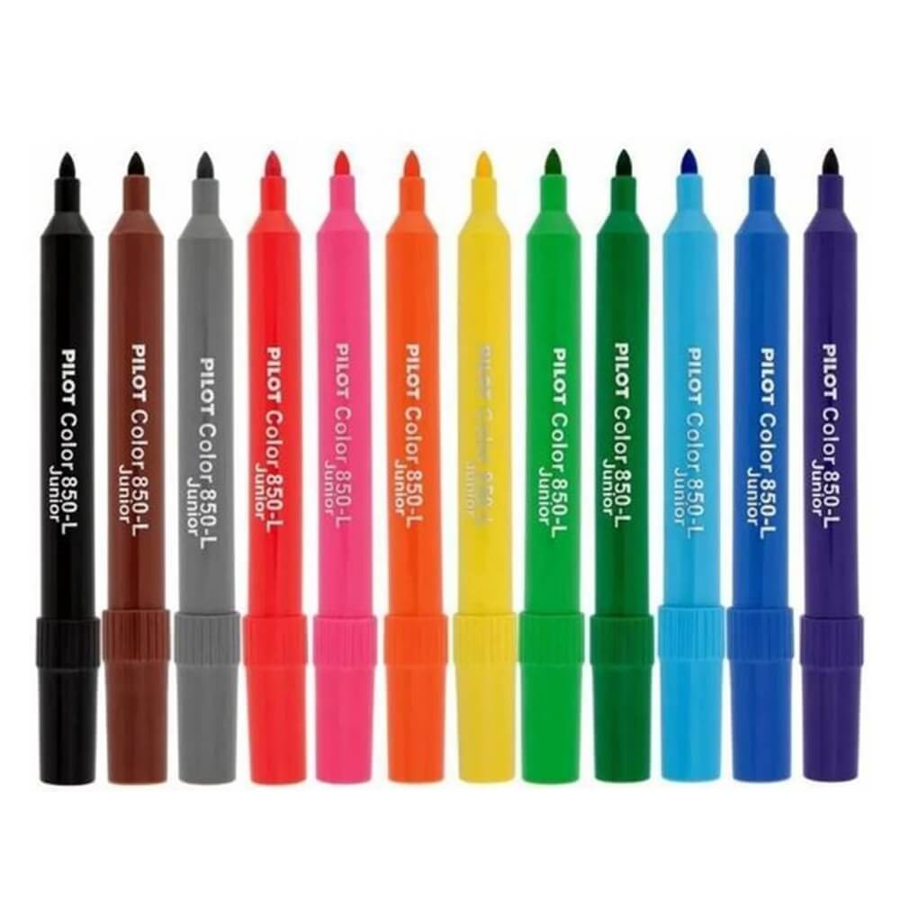 Caneta Hidrografica Junior com 12 Cores Tinta Lavavel (Ref.850-L) Pilot ...