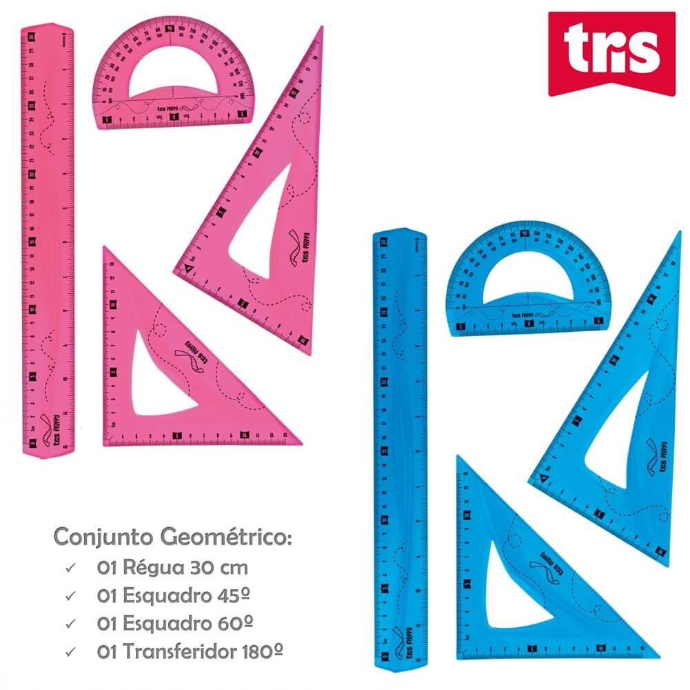 Flppy Ruler Jogo de Reguas Flexivel Floppy com 04 Pecas - Tris - R$24,60