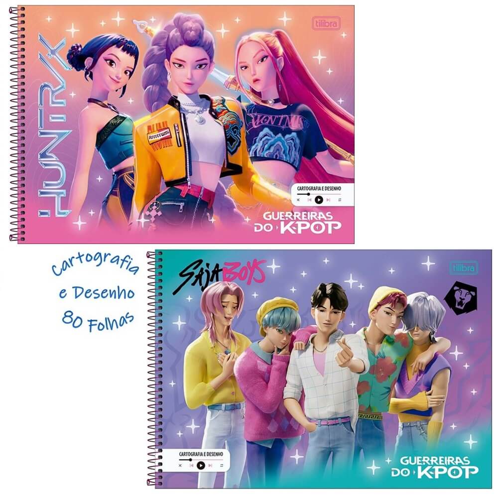 Caderno de Cartografia e Desenho Guerreiras do K-Pop Espiral Capa