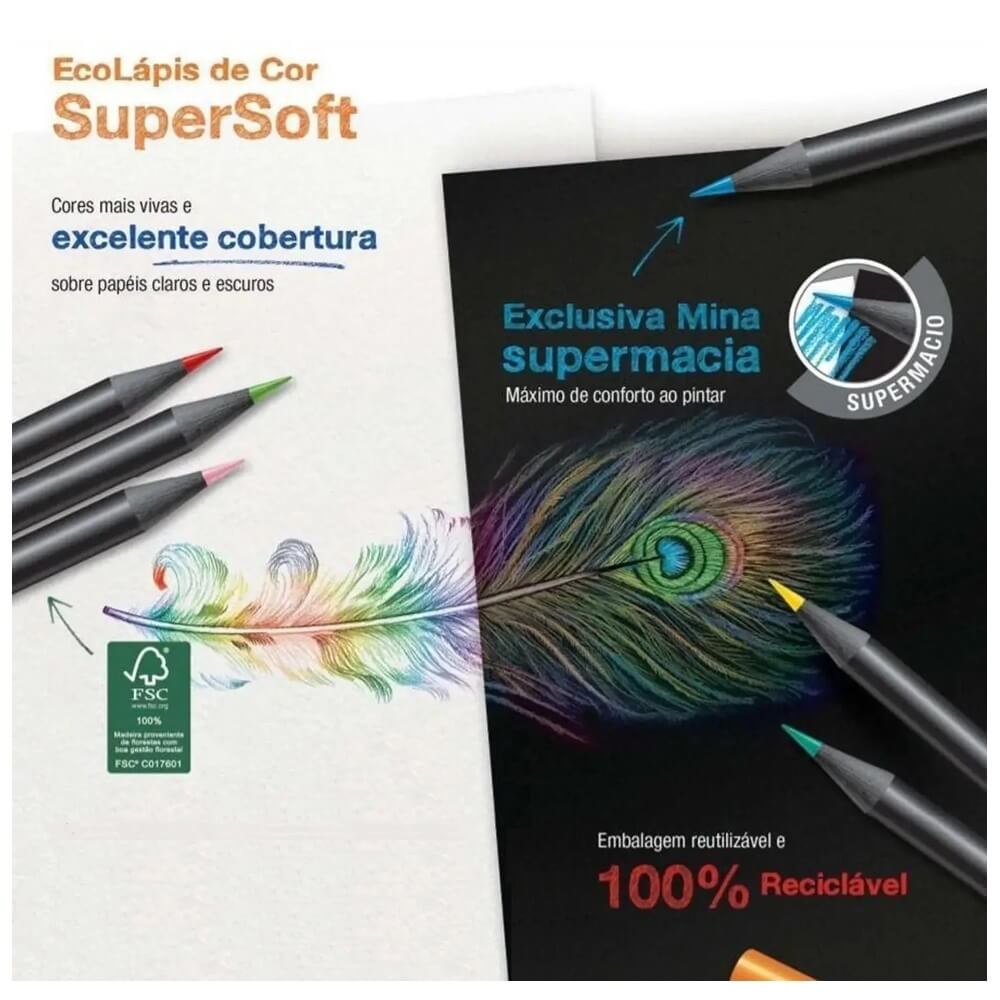 Ecolapis de Cor Supersoft com 100 Cores - Faber-Castell - a partir de R ...