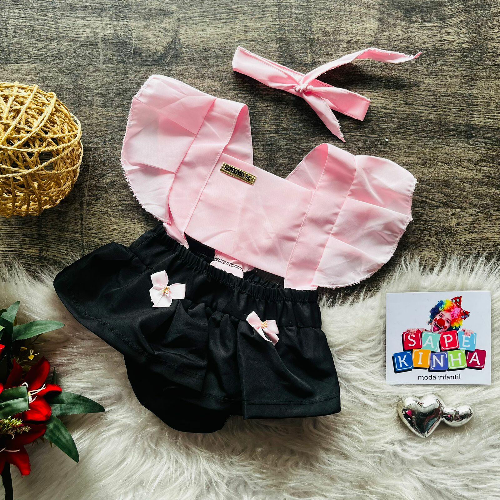トップス Bebe ribbon set tops AM1479 Comprar Roupa de Bebê Romper e Faixa (Ref: 800) - R$9,90