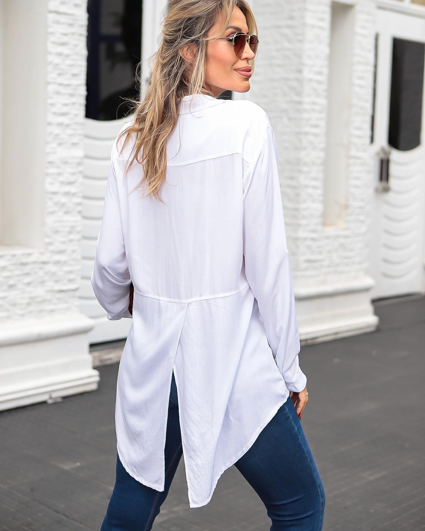 Comprar Camisa Feminina Estilo Casual com Abertura nas Costas