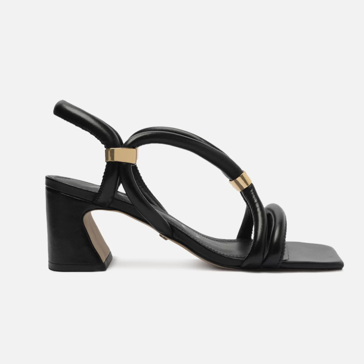 Sandália Preta Salto Médio Bloco Tiras Maxi Arezzo Preto 35