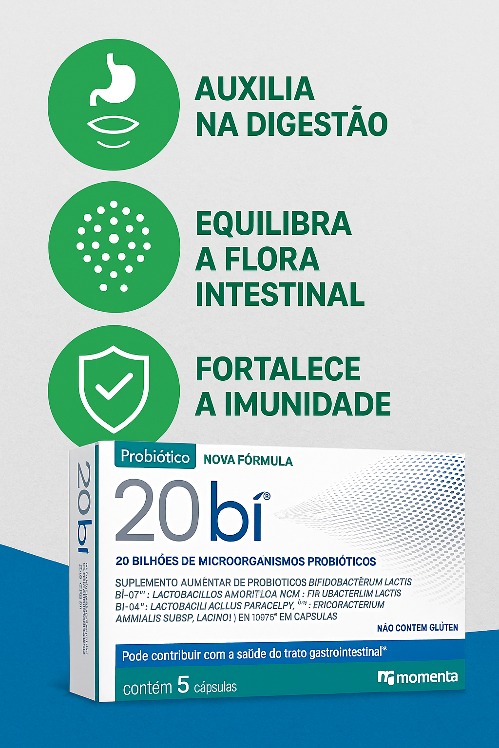 Comprar 20 bi Probiótico 5 cápsulas - R$54,37