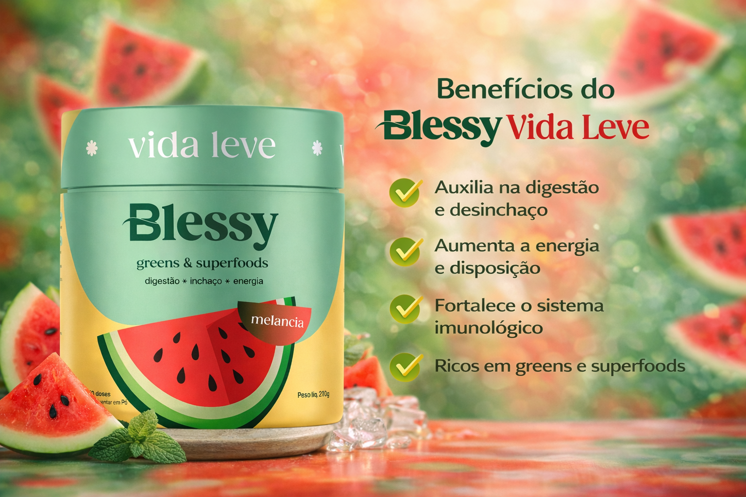 Comprar Blessy Greens Original - 210g Sabor Melancia - R$189,90