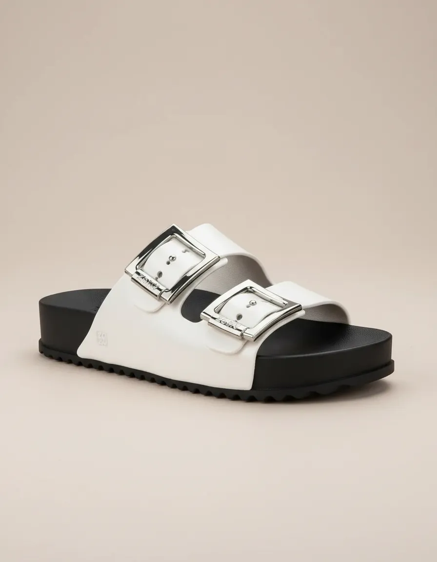 Q-bit whiteプレート Comprar Sandália Original Zaxy Partner Feminina Papete Fivela Birken