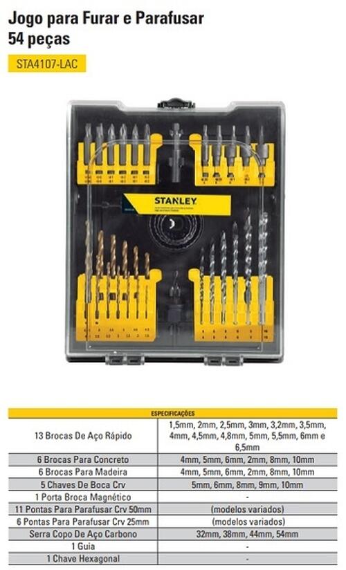 Comprar JOGO PARA FURAR E PARAFUSAR C/54 PECAS (BROCAS E BITS