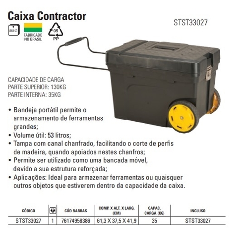 Comprar CAIXA DE FERRAMENTAS CONTRACTOR TIPO BAÚ C/ALÇA E RODÍZIO
