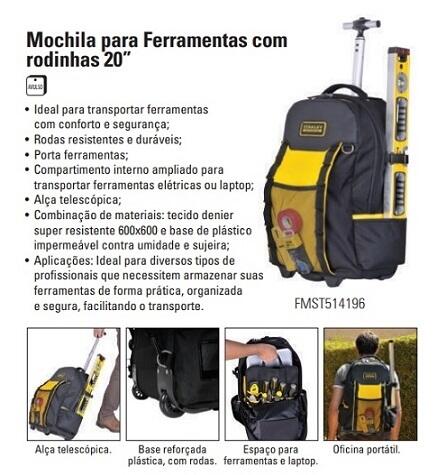 Comprar MOCHILA FERRAMENTAS C/ALÇA TELESCÓPICA E BASE C/ RODAS