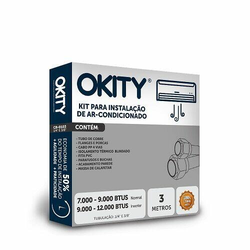 KIT INSTALAÇÃO AR SPLIT 1/4 X 3/8- 3mt TUBULAÇÃO COBRE SEM SUPORTE OKITY CB-0103