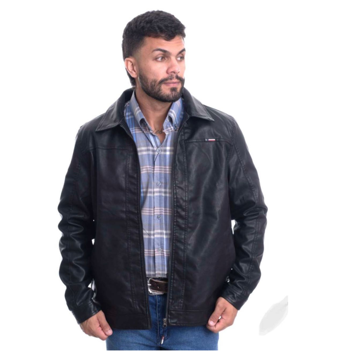 Jaqueta Masculina Couro TEXAS FARM preto GG