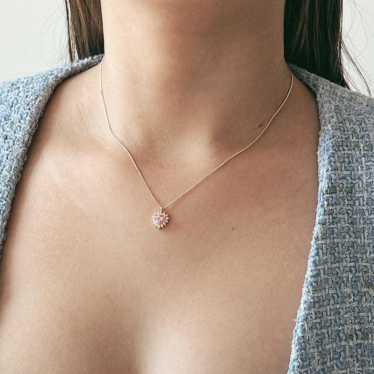 Comprar Colar de Prata Coração Rosa com Mini Zircônias - a partir de R ...