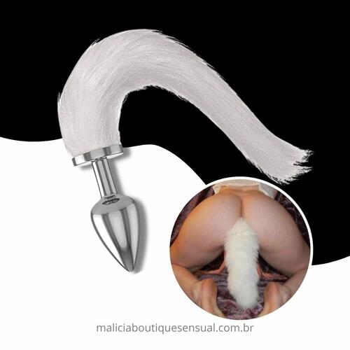 Comprar Plug Anal Rabo Branco Em Metal De 7 Cm Com Cauda