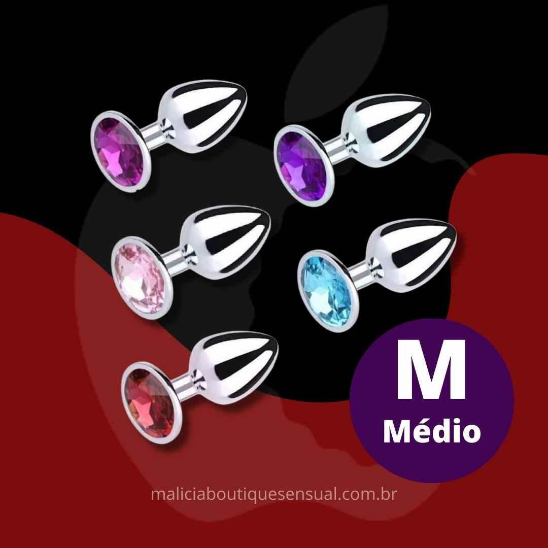 Comprar Plug Anal (Mdio) em Metal Cromado, Tipo jia com pedra