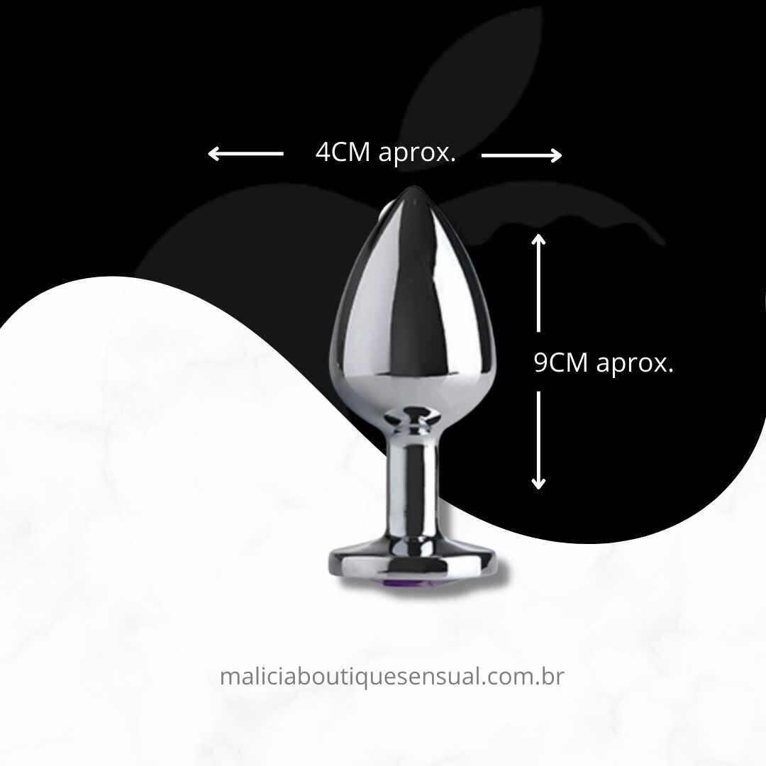 Comprar Plug Anal (Grande) em Metal Cromado, Tipo jia com pedra