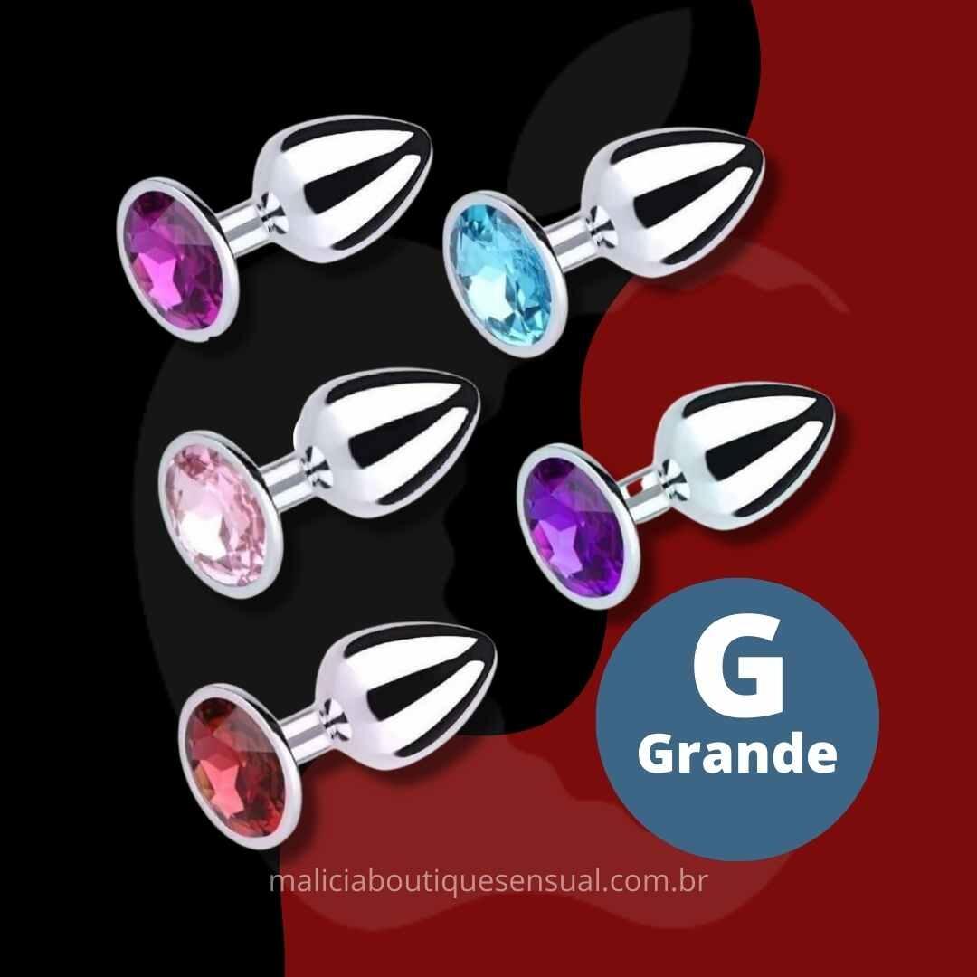 Comprar Plug Anal (Grande) em Metal Cromado, Tipo jóia com pedra