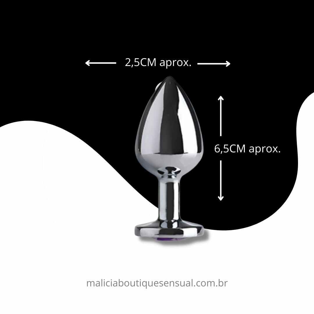 Comprar Plug Anal (Pequeno) em Metal Cromado, Tipo jia com pedra Comprar Plug Anal (Pequeno) em Metal Cromado, Tipo jia com pedra
