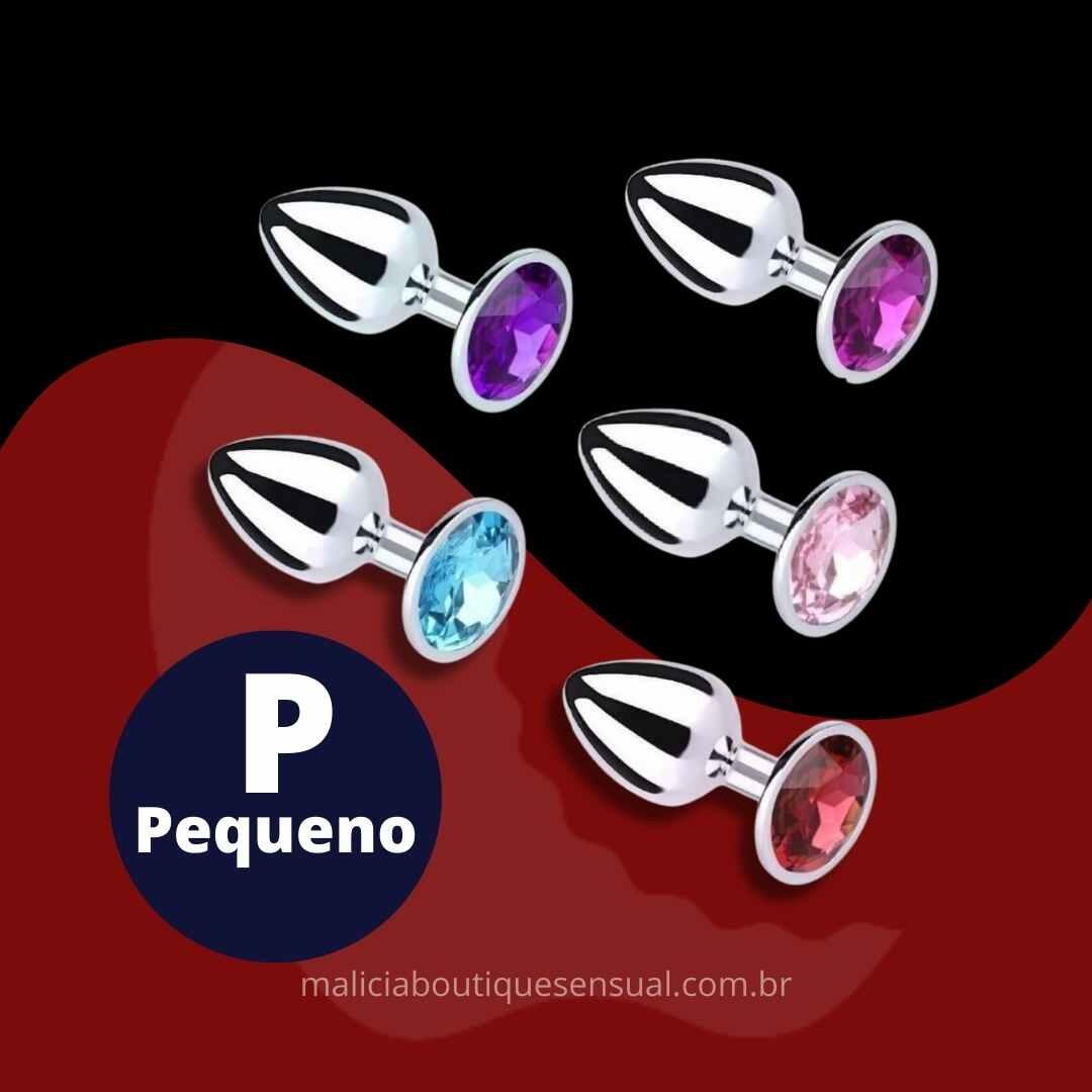 Comprar Plug Anal (Pequeno) em Metal Cromado, Tipo jóia com pedra