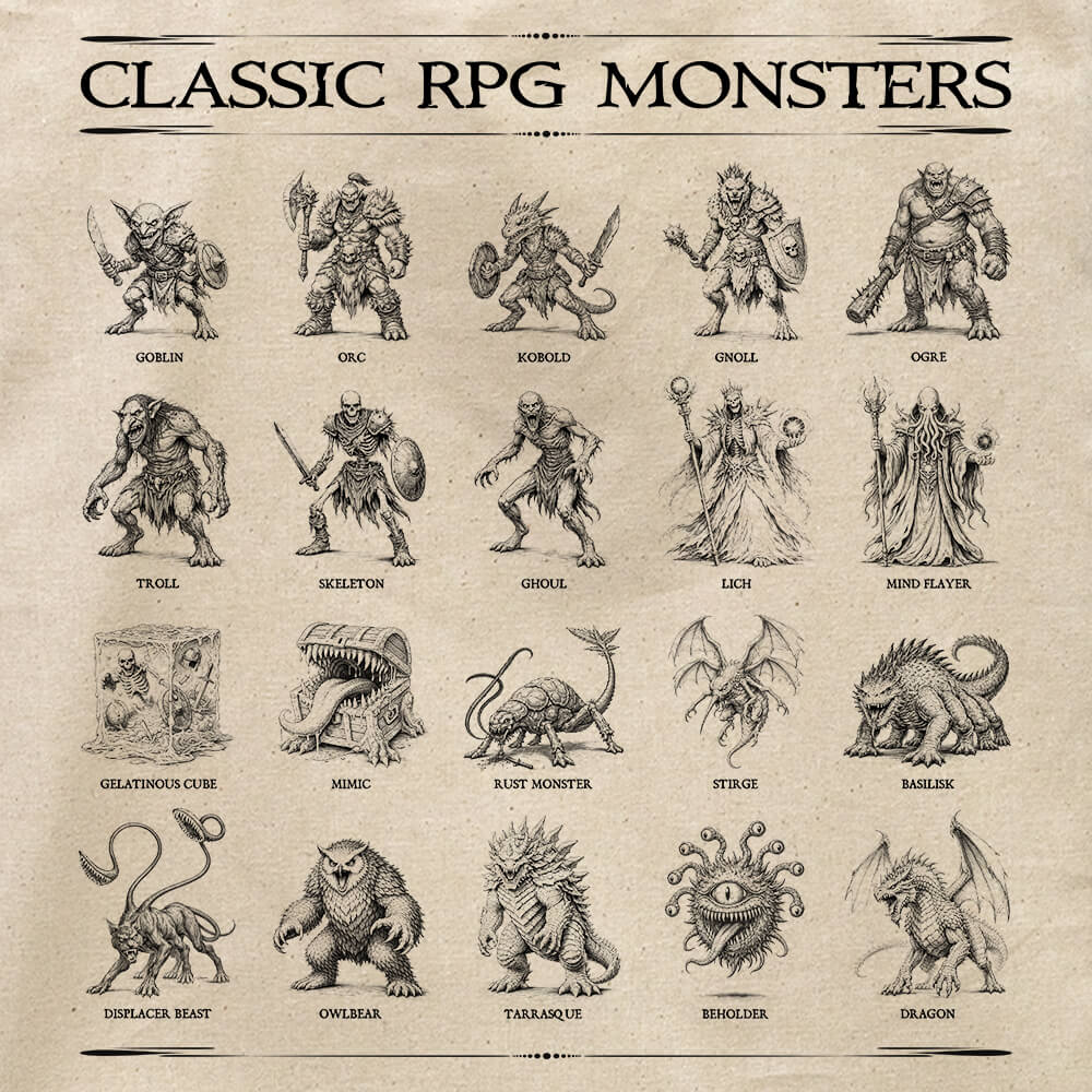 Ecobag Monstros Clássicos de RPG | Studio Geek - a partir de R$38,70