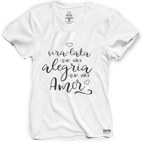 Camiseta Vira-Lata que Vira Alegria que Vira Amor