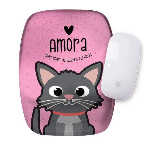 Mouse Pad Personalizado Gato Cinza