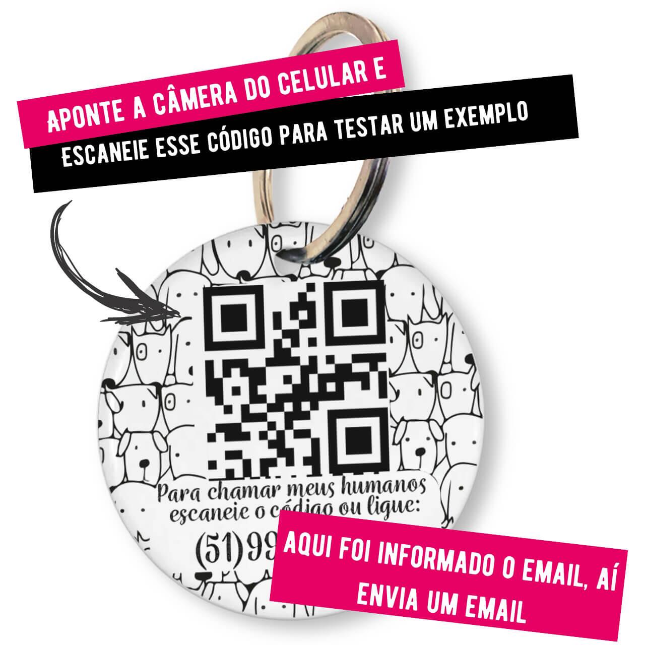 Placa de Identificação Personalizada com Telefone e QR Code - Cachorrada