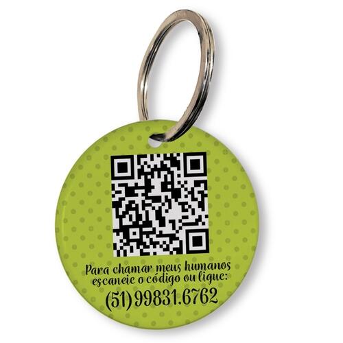 Placa de Identificao Personalizada com Telefone e QR Code - Verde
