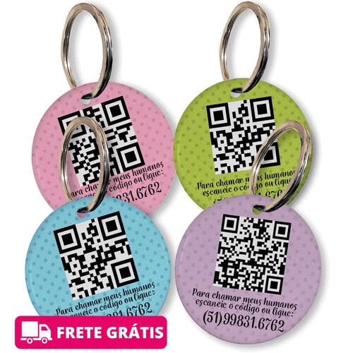 Kit 4 Placas de Identificação com QR Code e Telefone Coloridas - FRETE GRÁTIS