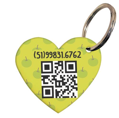 Placa de Identificao com Telefone e QR Code - Formato Corao - Mas Verdes