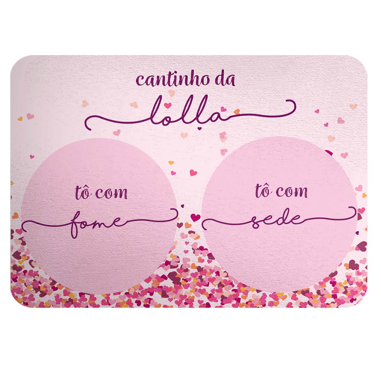 Kit Comedouro + Bebedouro + Tapete Personalizados Com o Nome do Pet - Corações Rosas