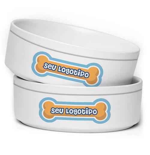 Kit Comedouro + Bebedouro + Tapete Personalizados com o Seu Logotipo