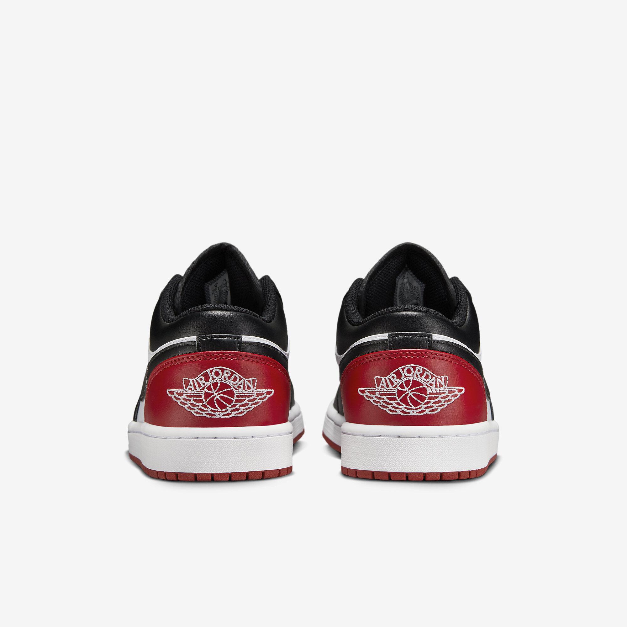 Tênis Air Jordan 1 Low Bred Toe 2.0 - Vermelho Preto e Branco