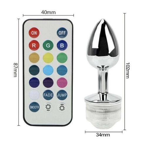 Comprar Plug Anal Médio - led com controle pisca pisca - Aço inox