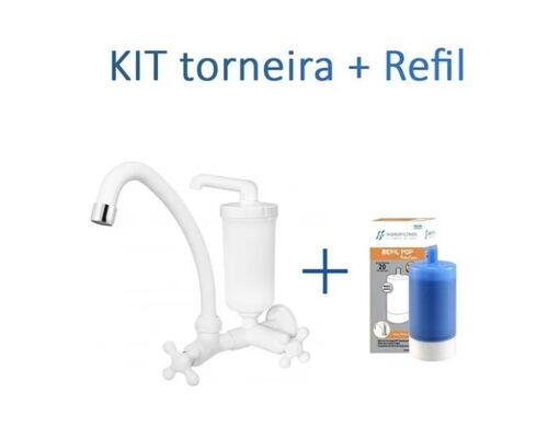 Kit Filtro De Torneira Pop Branca Bica Mvel + Refil