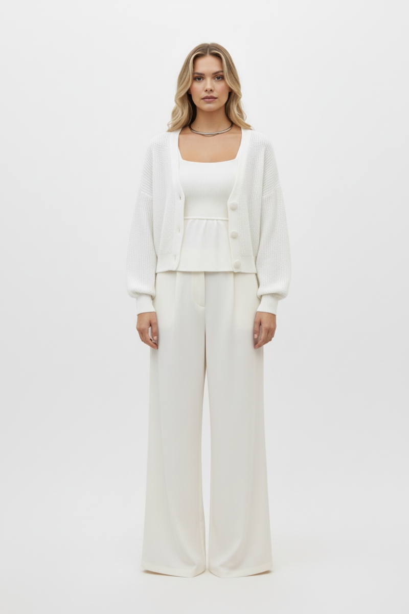 Combo Tricot Cardigan + Regata Babado