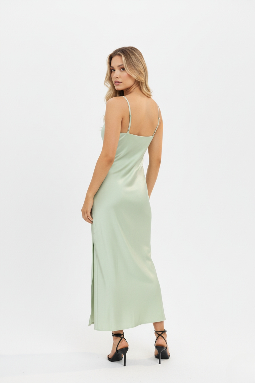 Vestido Liso Olive Midi