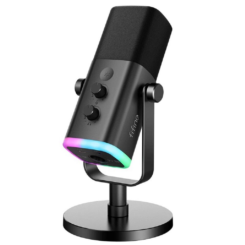 Microfone Fifine AM8 USB/XLR Dinâmico RGB Podcast Streaming - a