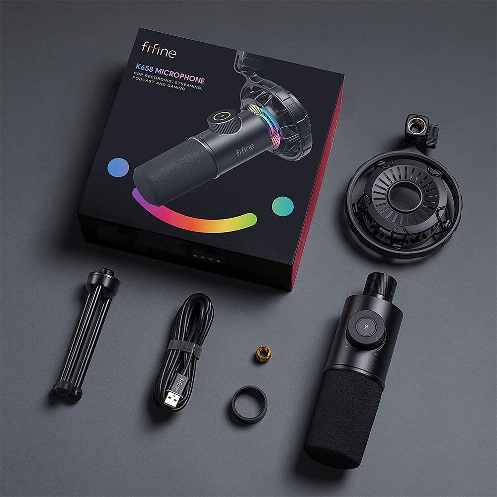 Fifine K658 ? Microfone Dinâmico Gamer USB-C RGB