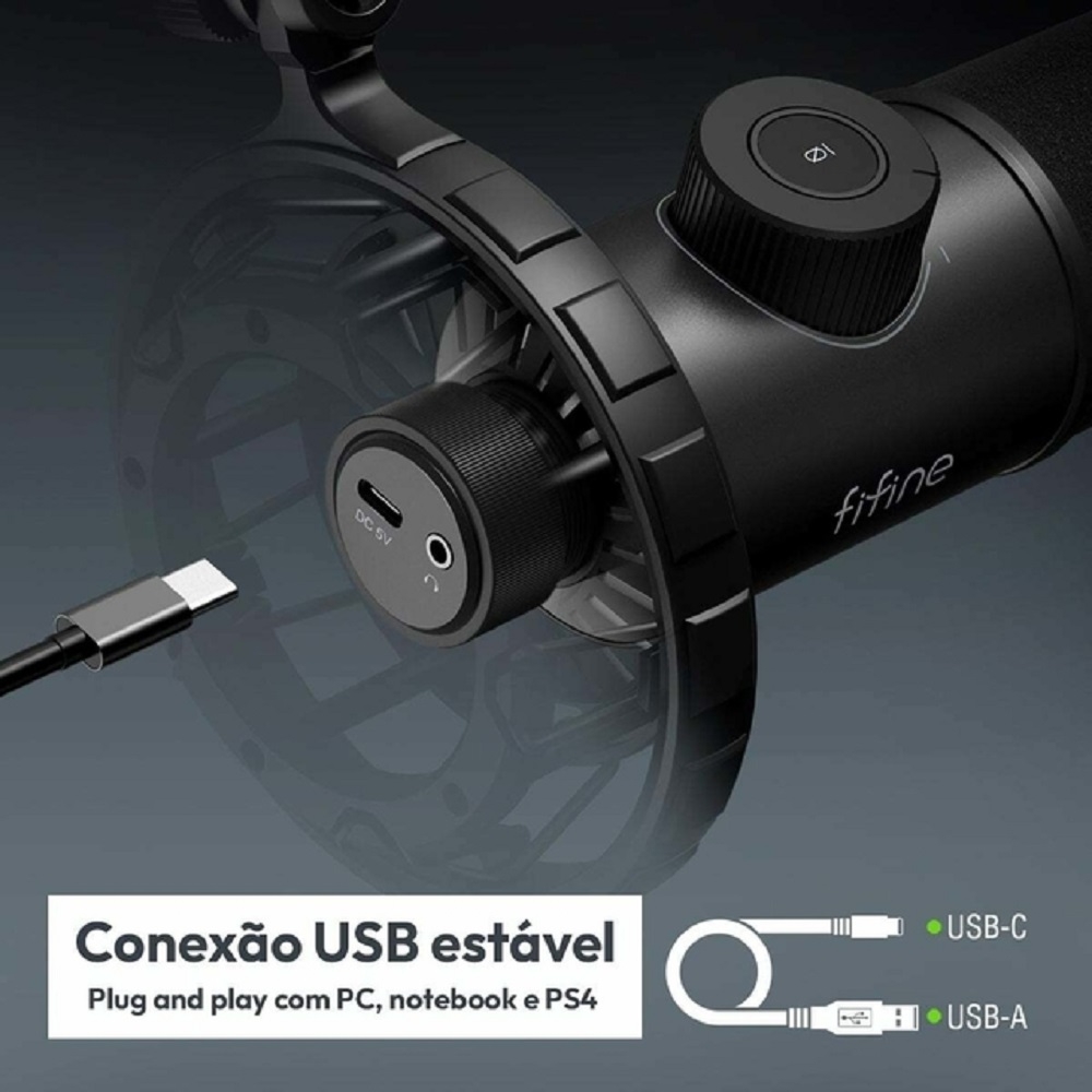 Fifine K658 ? Microfone Dinâmico Gamer USB-C RGB