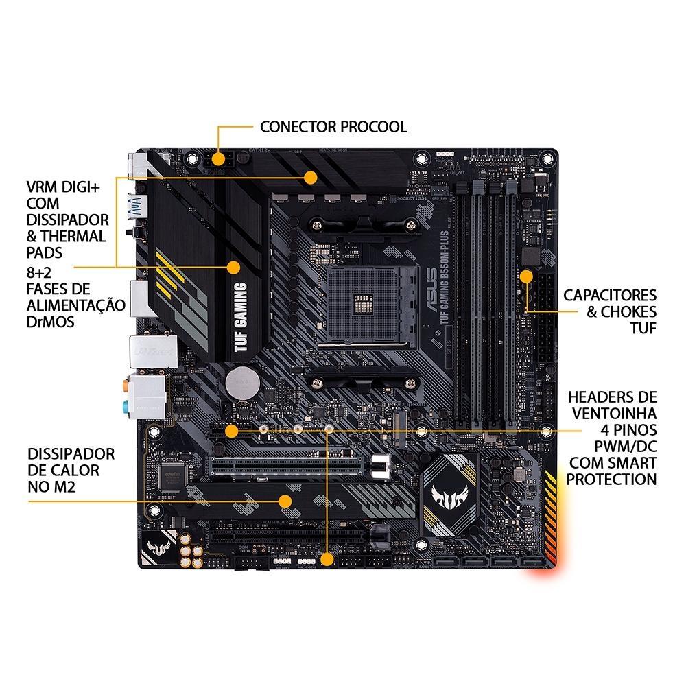 Placa-Mãe ASUS TUF Gaming B550M-Plus AM4 DDR4 - a partir de R$891,87