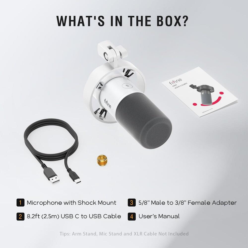 Microfone Fifine K688W Dinâmico USB-C/XLR Cardioide - a partir de