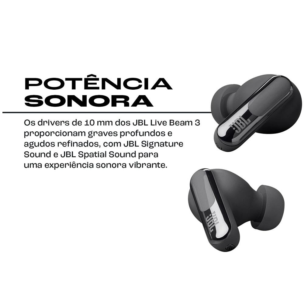 Fone JBL Live Beam 3 ANC com Smart Case e 48h de Bateria - a