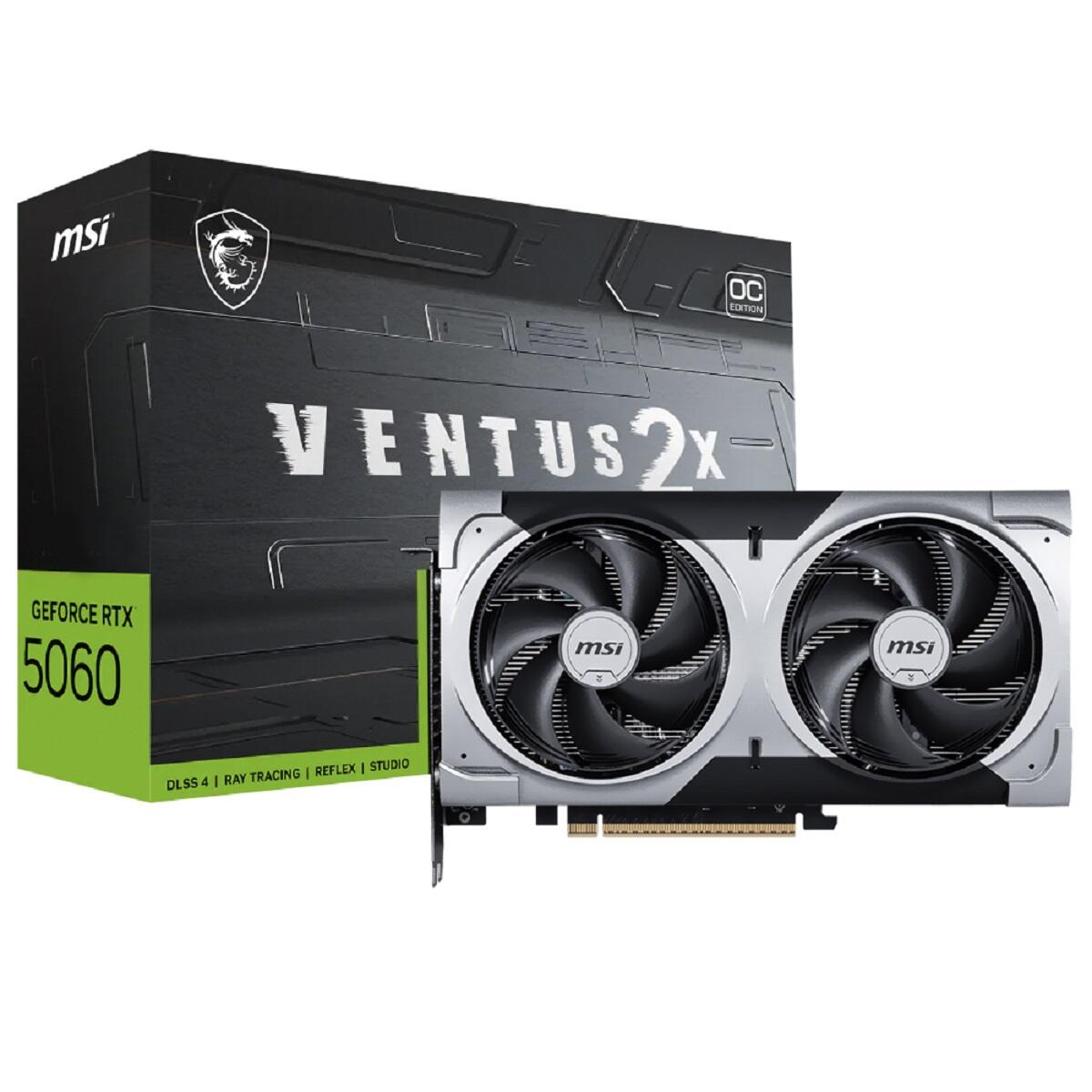 新品　MSI GeForce RTX 5060 8G VENTUS 2X OC Placa de Vídeo MSI RTX 5060 8GB GDDR7 VENTUS 2X OC - a partir de R