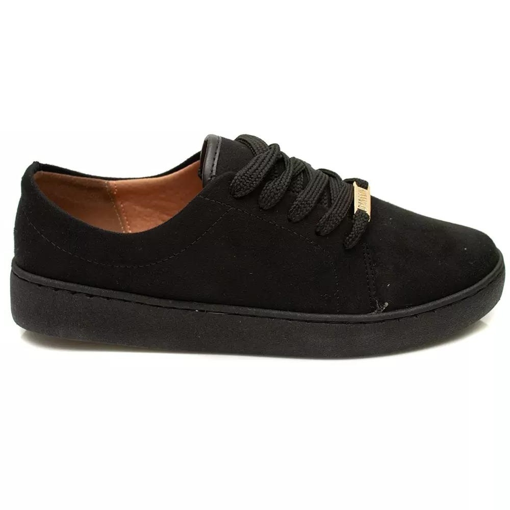 Vizzano Camurça Tenis Casual Feminino Vizzano Preto TENIS VIZZANO