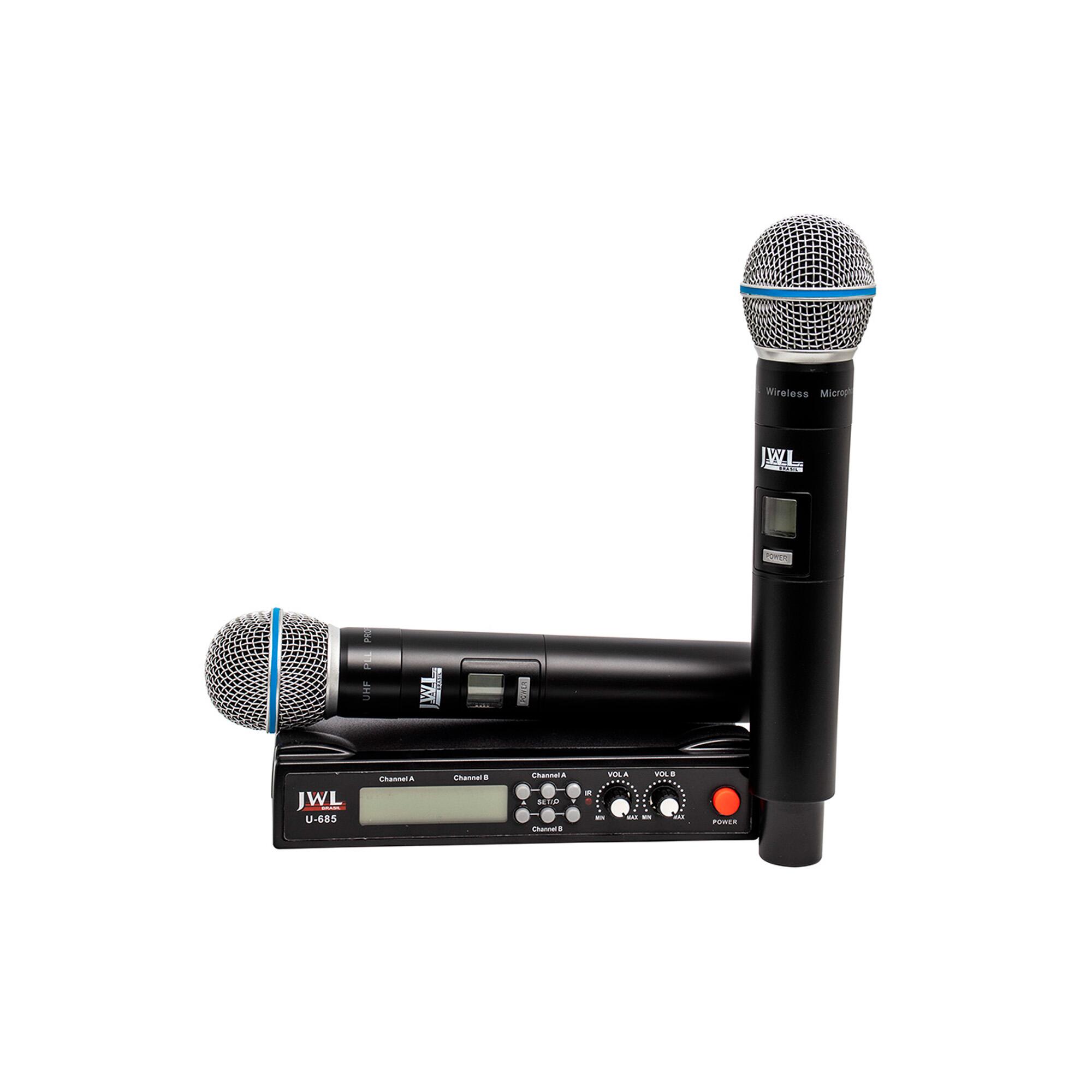 ゆー Comprar Microfone de uso Profissional JWL U-685 Duplo Sem Fio Tipo